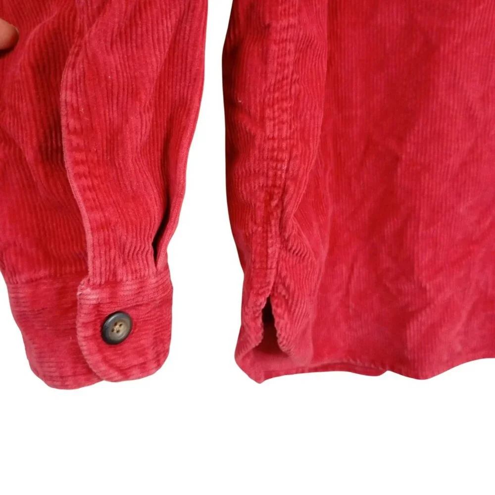 Vintage Structure Red Corduroy Half-Zip Shirt Jacket Size M Long Sleeve Casual - Picture 5 of 10